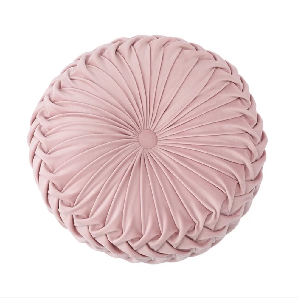 RESTOCKED πPleated Velvet Round Cushion Pillow - Picture 3 of 3